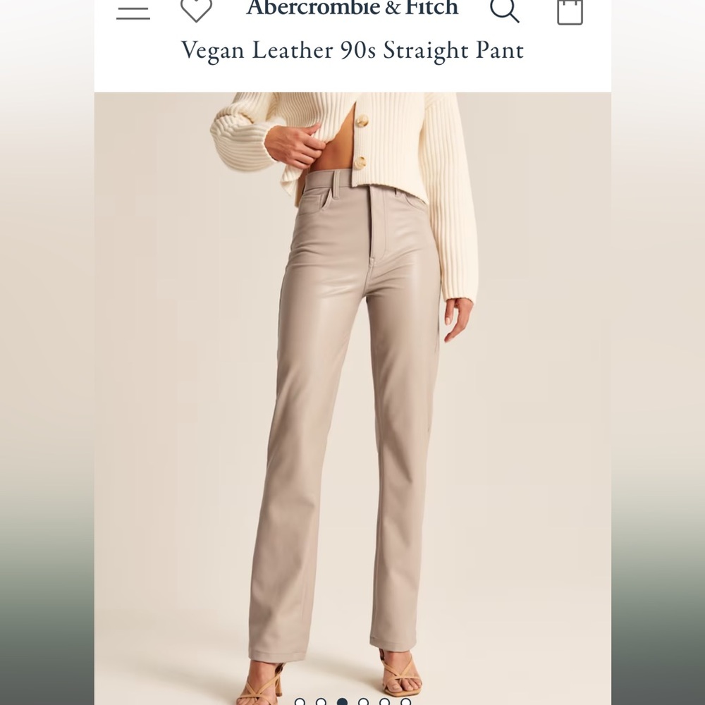 Abercrombie Ultra High Rise 90s Tan Leather Pants size 26R